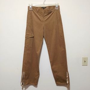 Tara Jarmon Women's Corduroy Y2K Pants, Satin Trim, Tan, Size 40, D01-0139